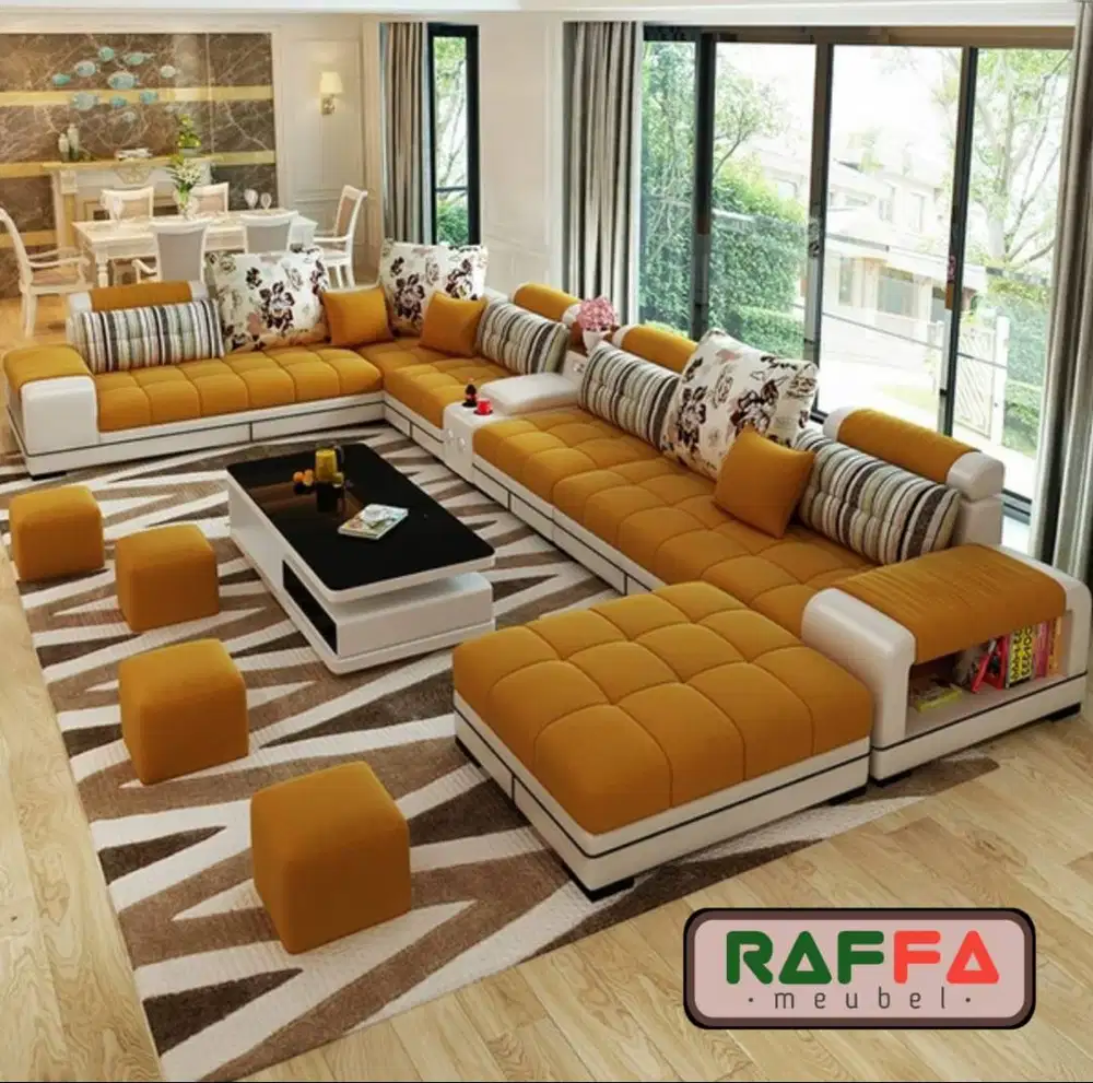 Sofa Set Ruang Tamu Modern - Sofa Ruang Keluarga - Sofa Set Leter U