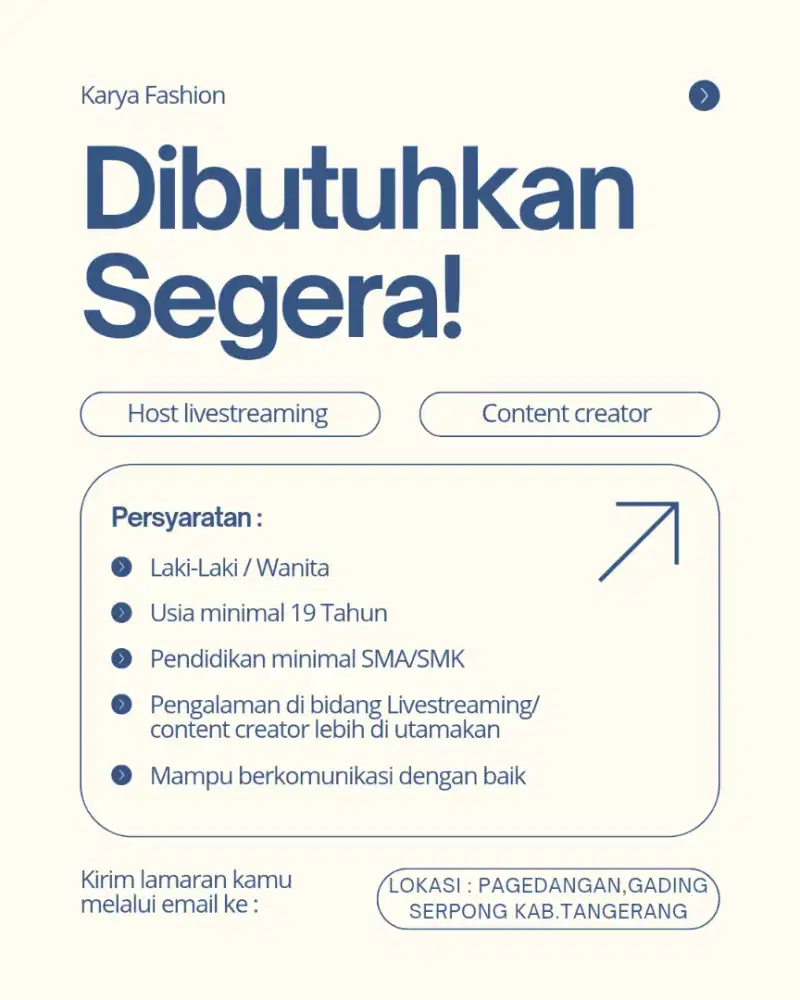 Dibutuhkan host livestreaming dan konten kreator