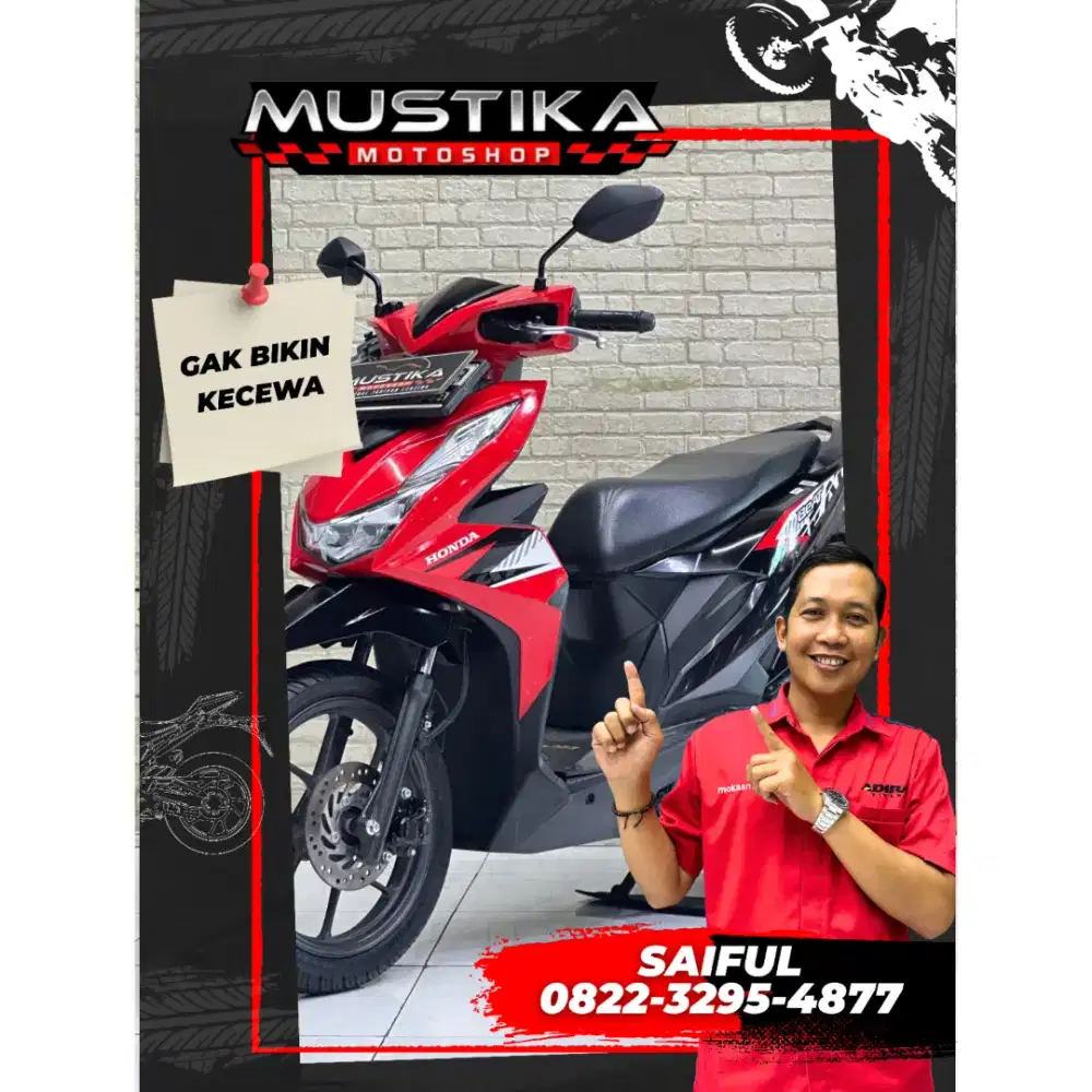 Perfect Condition!!Honda Beat 2023 Red Plat N Asli Mulus-Mustika