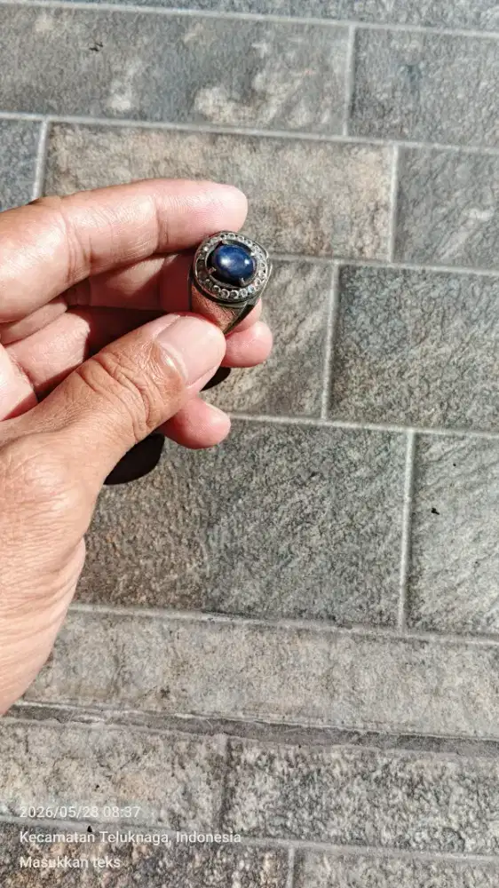 Di jual blue sapire ikatan ring perak tebal