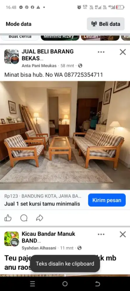 Kursi tamu kayu Ligna 3,1,1 + meja
