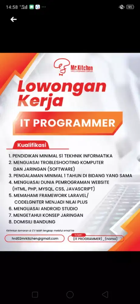 IT Programmer Mr Kitchen