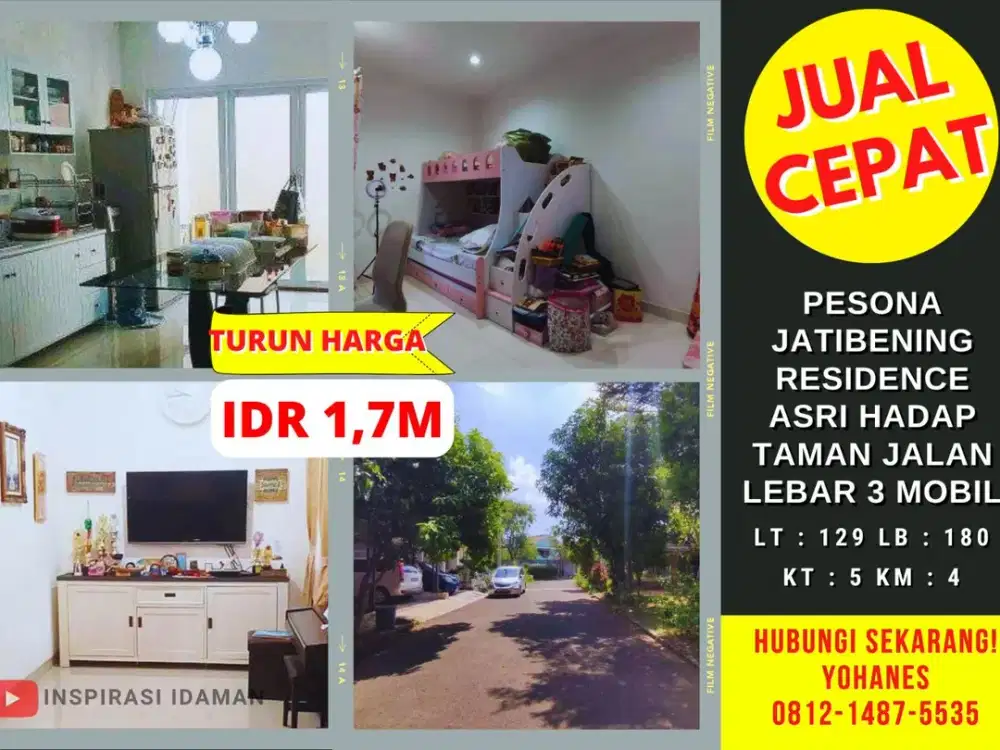 Rumah Pesona Jatibening Residence Lingkungan Asri Taman Akses Jalan 3 Mobil
