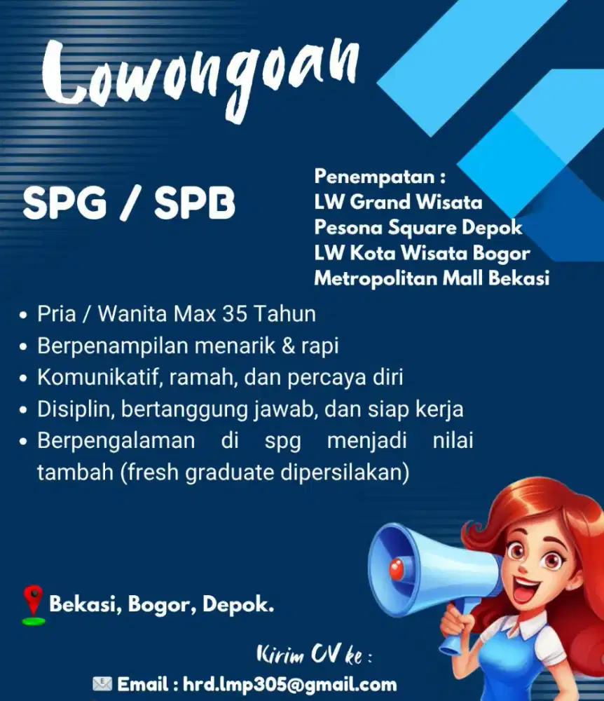 LOKER SPG/SPB DI PESONA SQUARE DEPOK