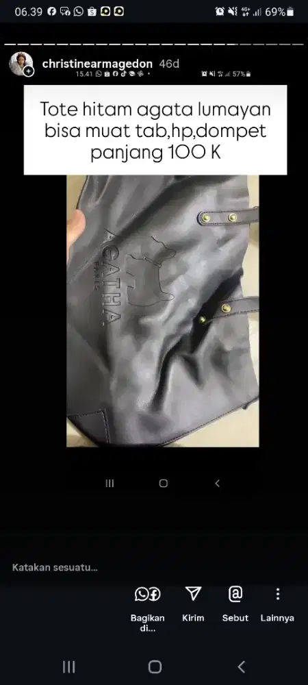 Tas tote agata black