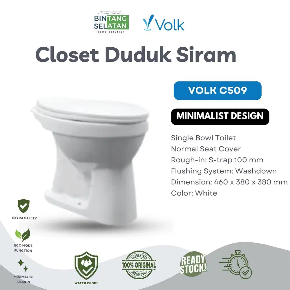 Volk - Closet / Kloset / Toilet Duduk Siram Manual C509 C 509 One Piec