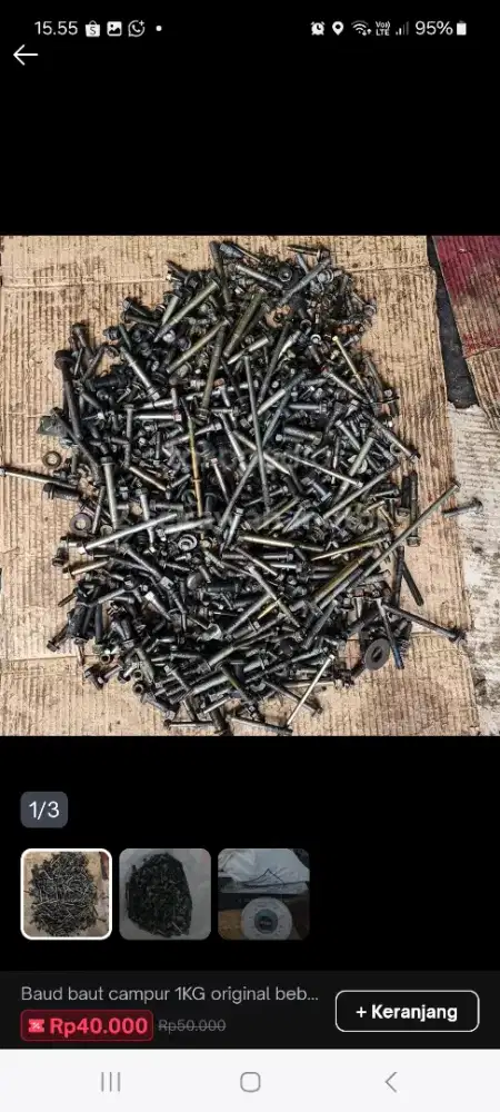 Baud baut original 1kg campur beberapa macam dan ukuran