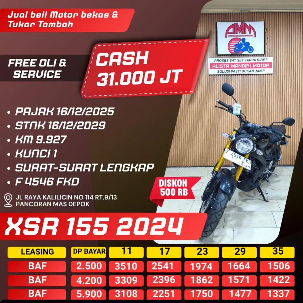 XSR 155, 2024, BS TT, CC, KREDIVO, CASH/ KREDIT