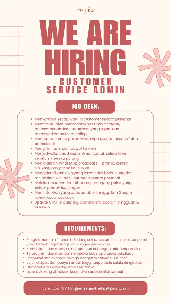 Lowongan kerja Customer Service