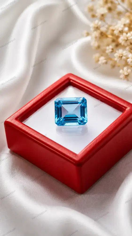 Imperial Swiss Blue Topaz Natural Emerald Cut Luxury Loose Gemstone
