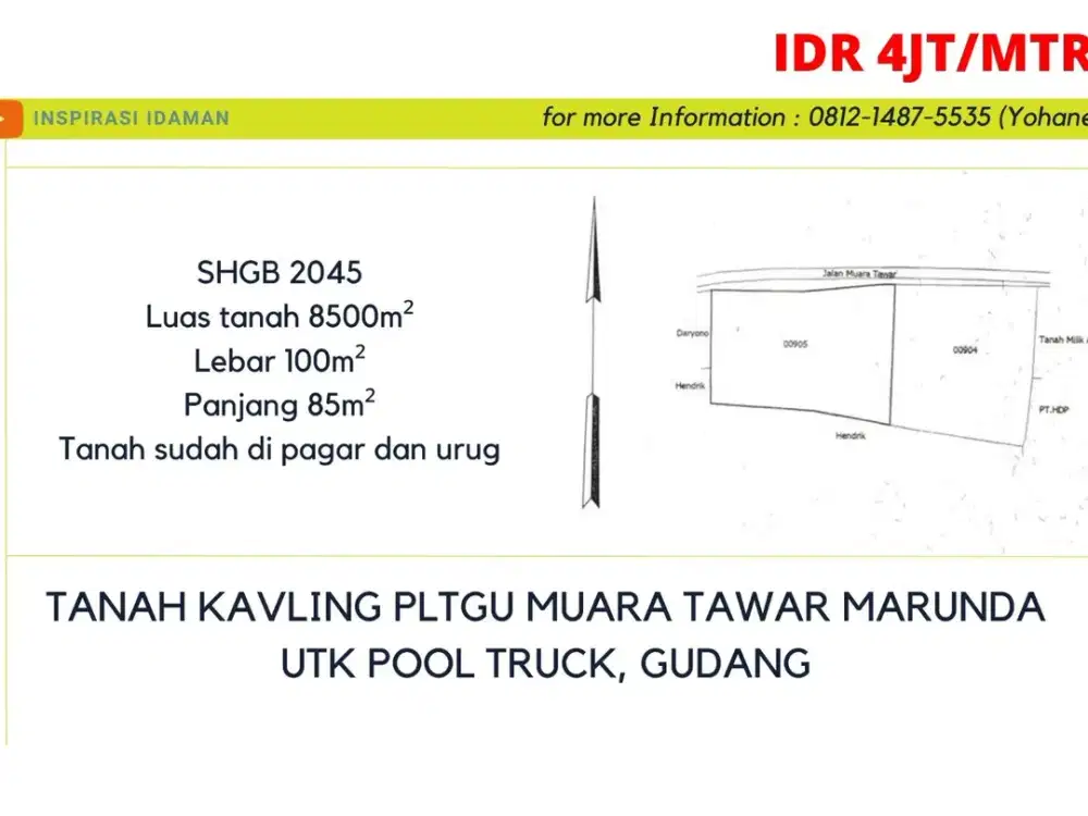 Tanah Kavling Pltgu Muara Tawar Marunda Utk Pool Truck, Gudang