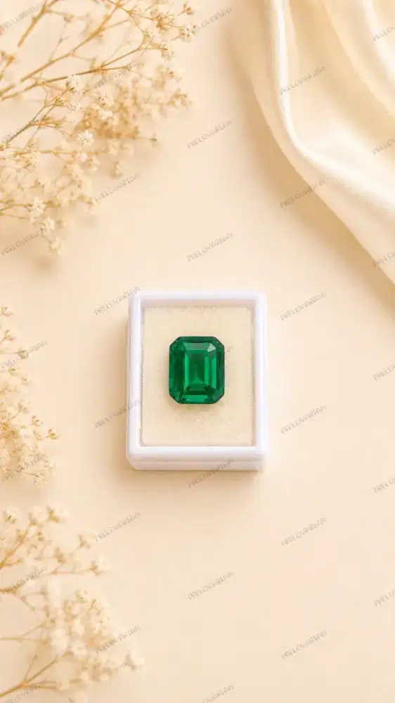 Hydrothermal Emerald Hijau Emerald Cut Premium Loose Stone AAA