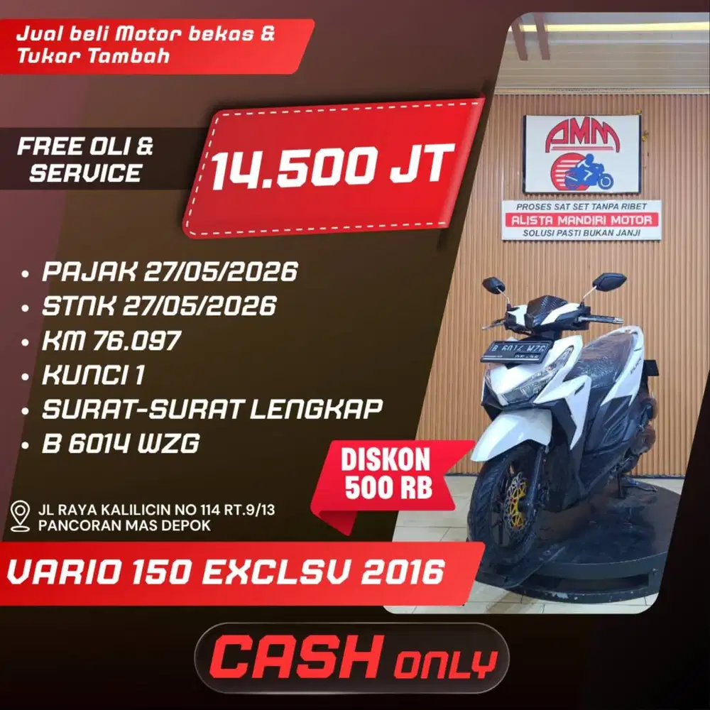 VARIO 150 EXCLSV 2016 CASH ONLY SPAYLATER KREDIVO ALLOBANK CC ALISTA