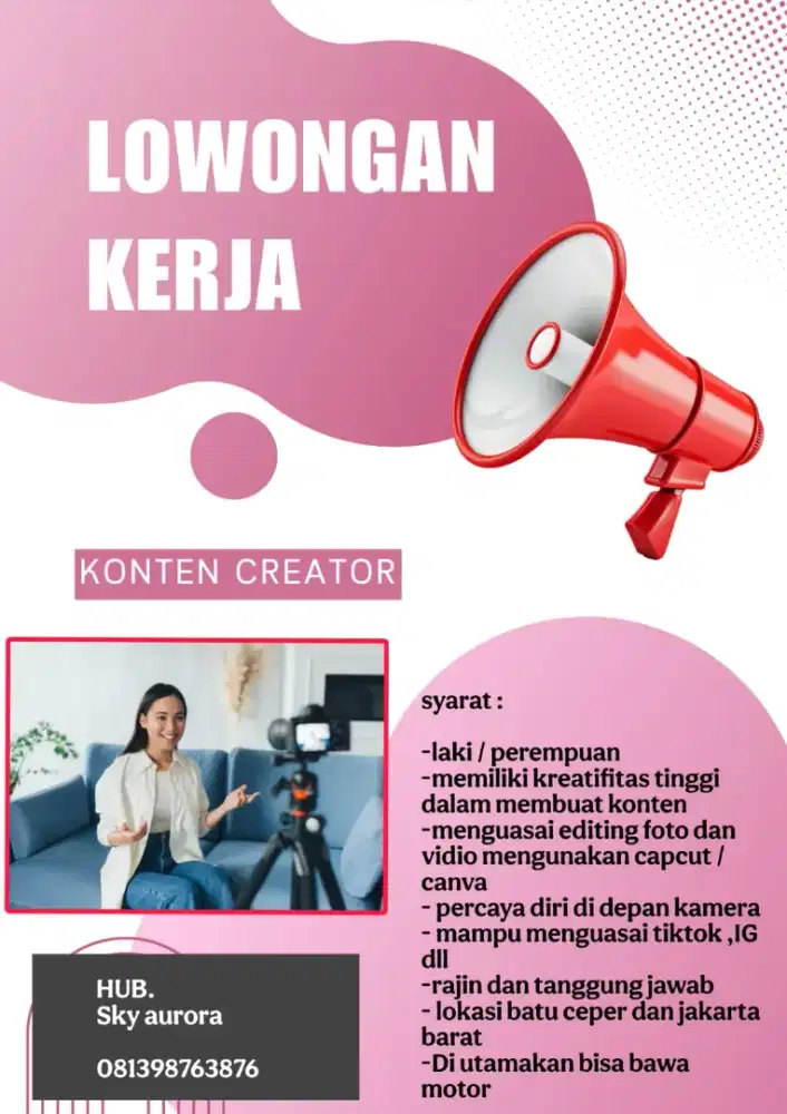 Di butuhkan Konten Kreator / editor pengalaman