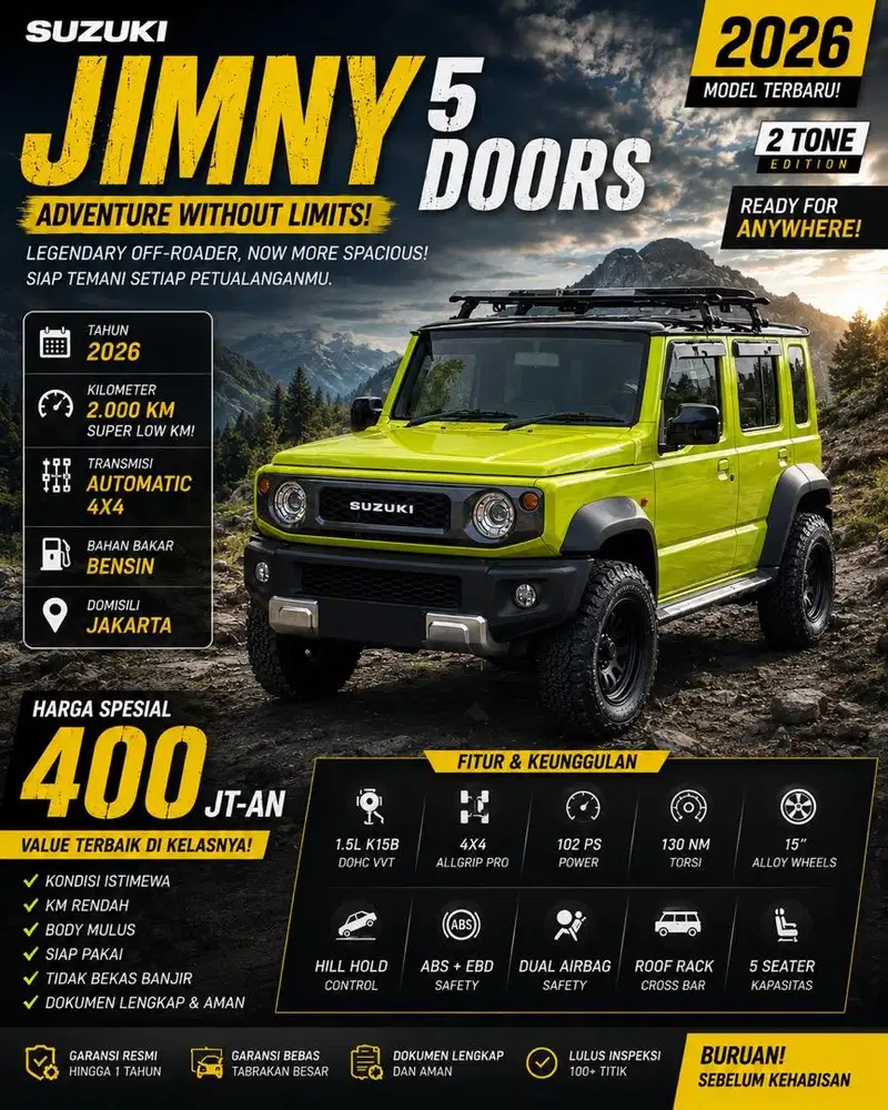 Suzuki Jimny 5Door 2026 Modif Branded dan Proper