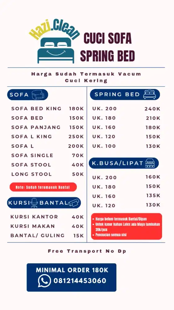Cuci sofa springbed