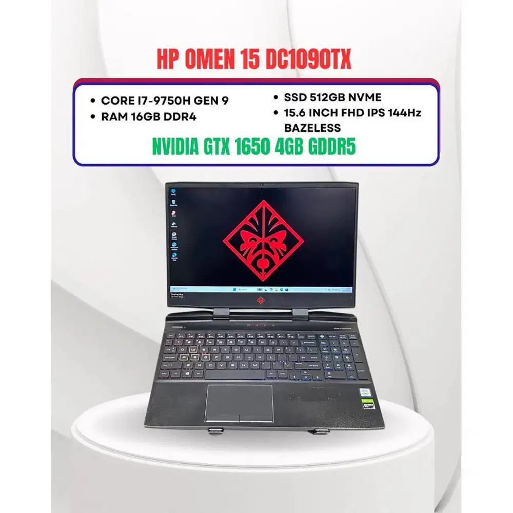HP OMEN 15 DC1090TX CORE I7-9750H NVIDIA GTX 1650 RAM 16GB SSD 512GB