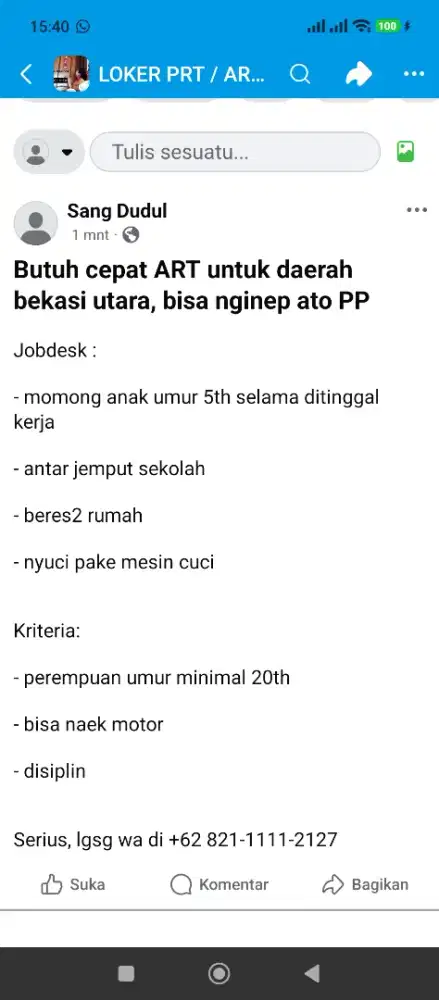 Di butuhkan segera ART
