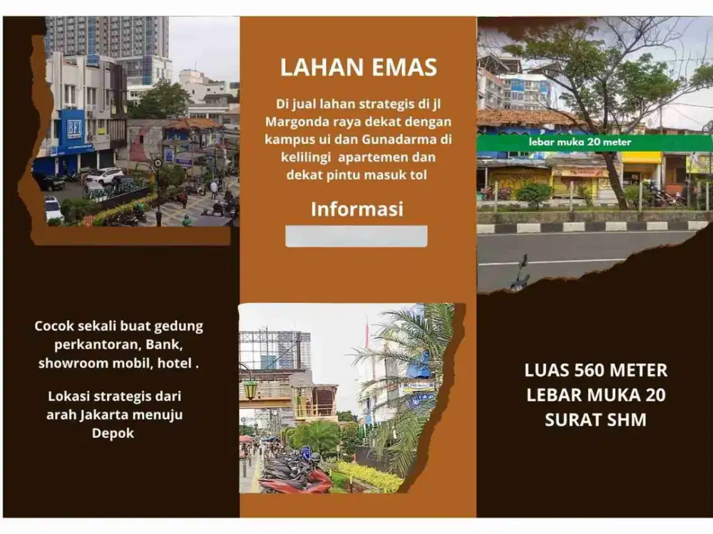 Tanah Strategis Pinggir Jalan Kota Depok margonda
