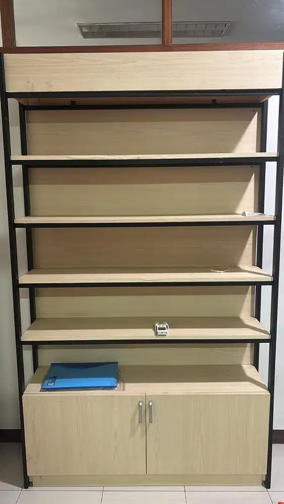 Rak Display / Lemari Rak Besi Kayu Minimalis Industrial 2 Set