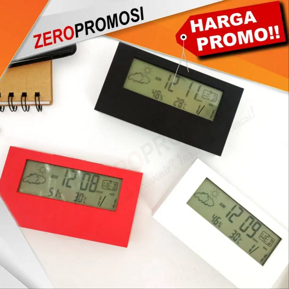 Jam Meja Digital JMP-07 Custom Logo untuk Souvenir Kantor & Corporate