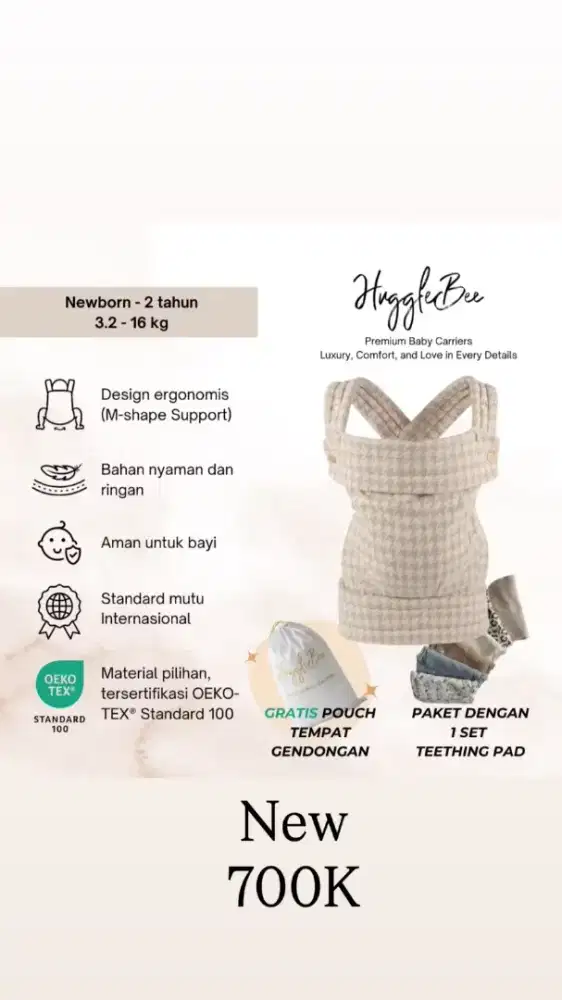 Hunggle Bee Gendongan bayi M shape