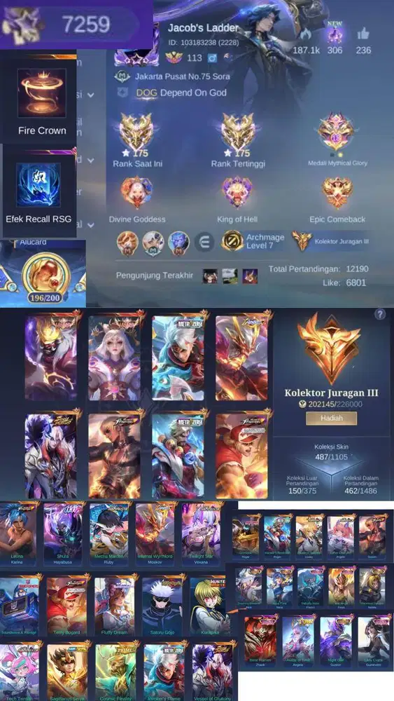 AKUN PRIBADI, MOBILE LEGEND KOLEKTOR JURAGAN 3