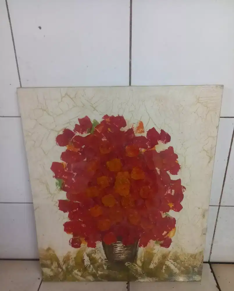 Lukisan kanvas bunga