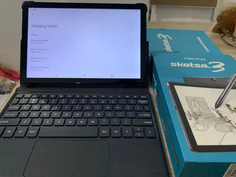 Advan tab sketsa 3 6/128gb Lte bisa pake sim sudah paket keyboard ori