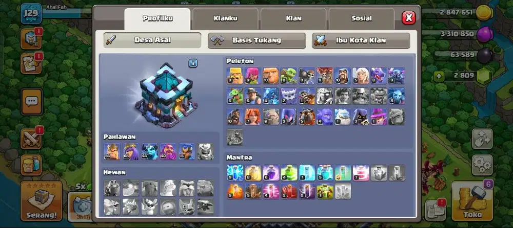 Di jual akun coc th 13 harga 150 rb