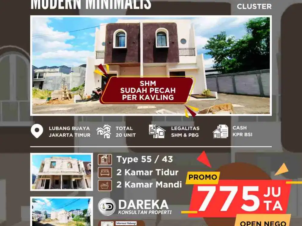 Dijual Rumah 2 Lantai Lubang Buaya Jakarta Timur