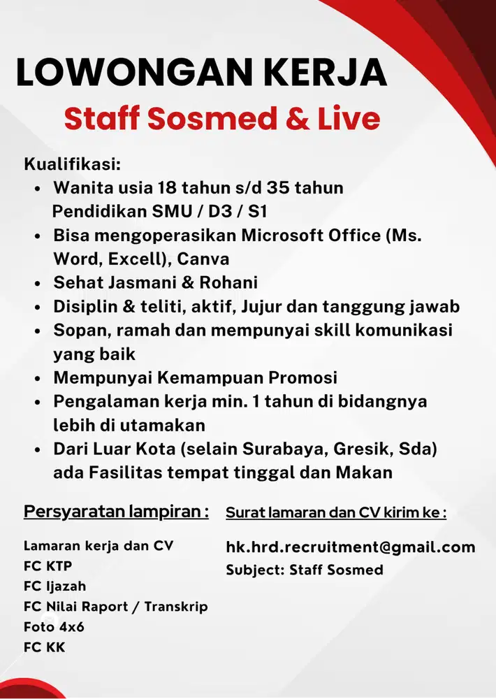 Lowongan Kerja bidang onlineshop di Surabaya Timur