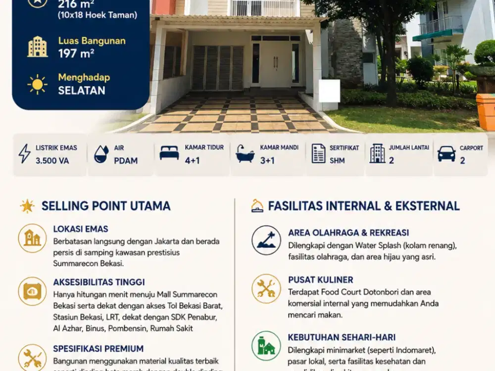 Di Sewakan  Rumah Cluster Lotus Summarecon Bekasi Disewakan