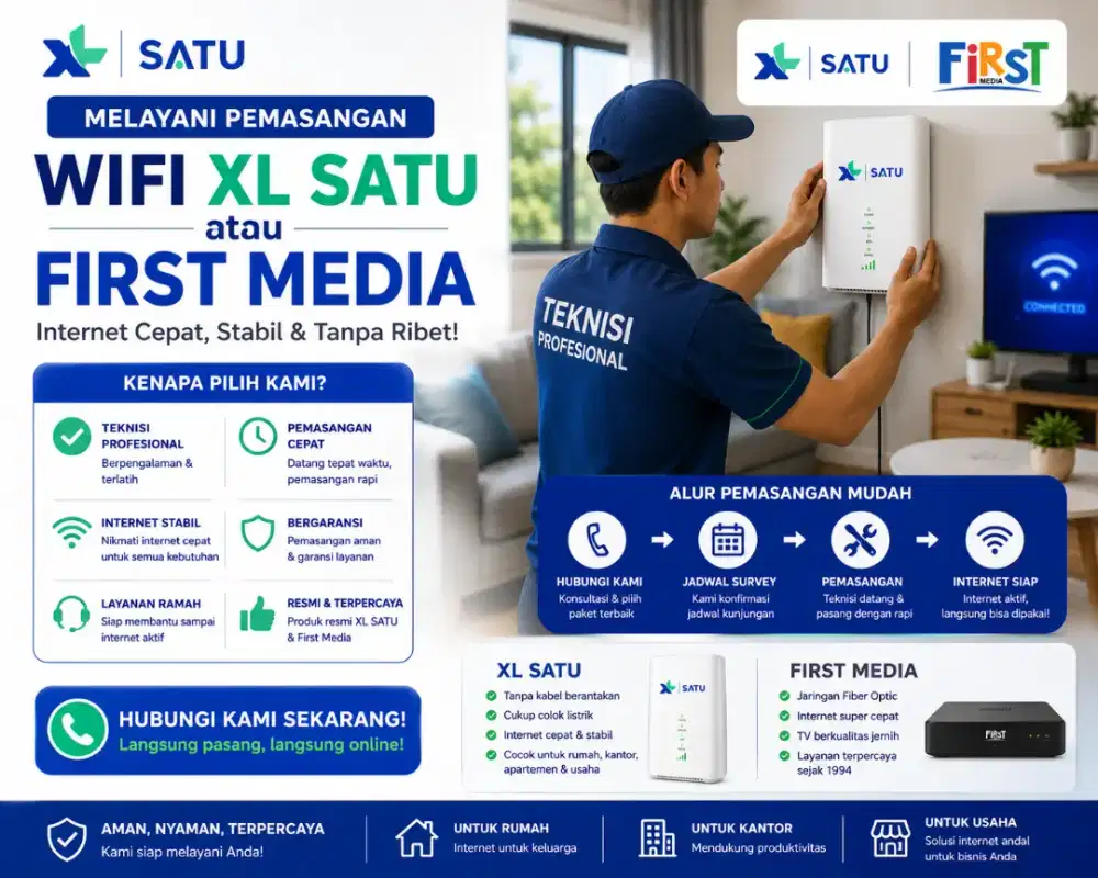 Melayani pasang baru wifi Xl Satu/ First Media