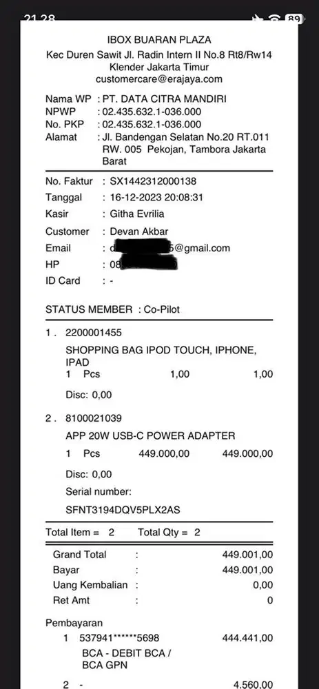 Charger iPhone ori iBox