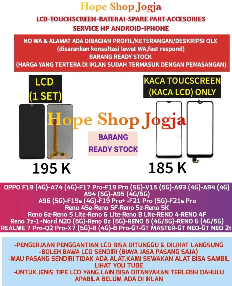 Touchscreen-Baterai-Lcd Oppo Reno 4-Reno 4F-Reno 4 lite-F17 Pro-A93 4G