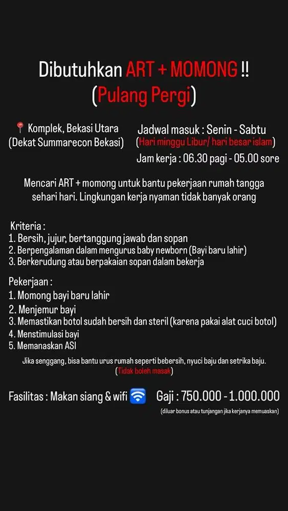 Dibutuhkan ART + MOMONG (PP)