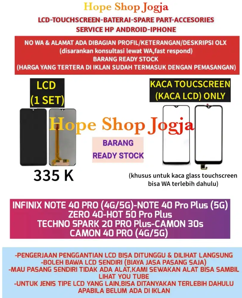 Touchscreen-Baterai-Lcd Infinix ZERO 40-HOT 50 Pro Plus+