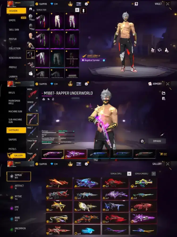 jual akun gameff speknya sg rapper idaman harganya terjangkau MURAAAH