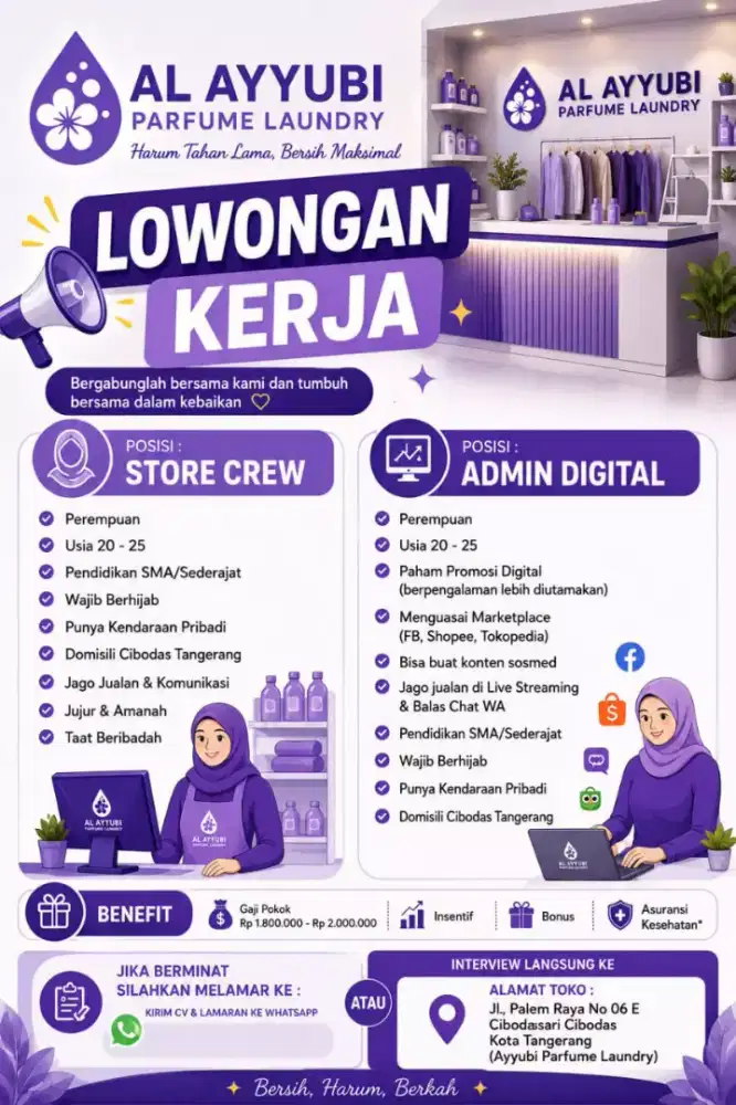 Dibutuhkan Jaga Toko Parfume Laundry