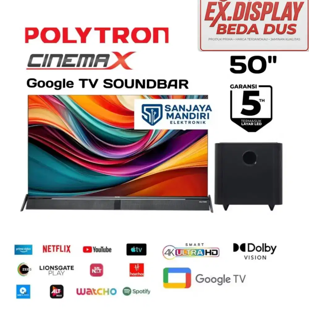 POLYTRON UHD 4K Google TV With SOUNDBAR SPEAKER 50BUG5058 HDR Neflix