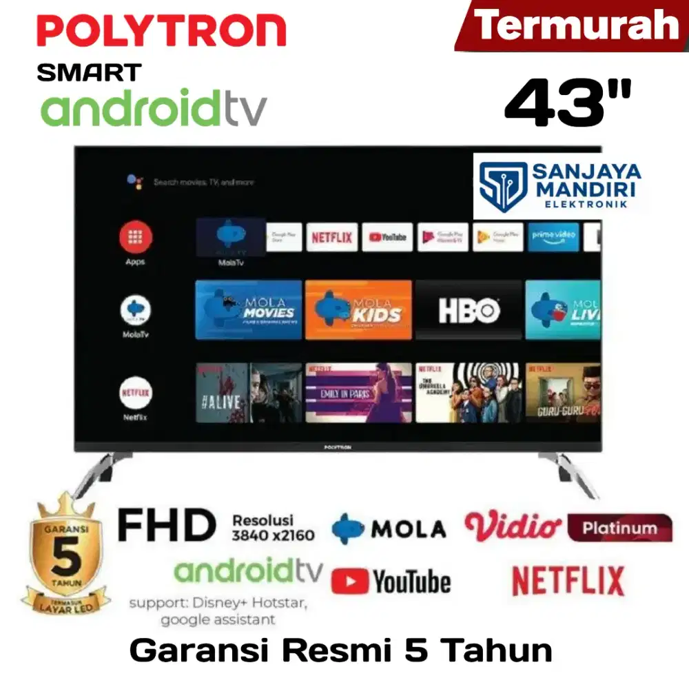 POLYTRON Smart Android TV 43 Inch Digital FHD PLD-43AG9953 DolbyAudio