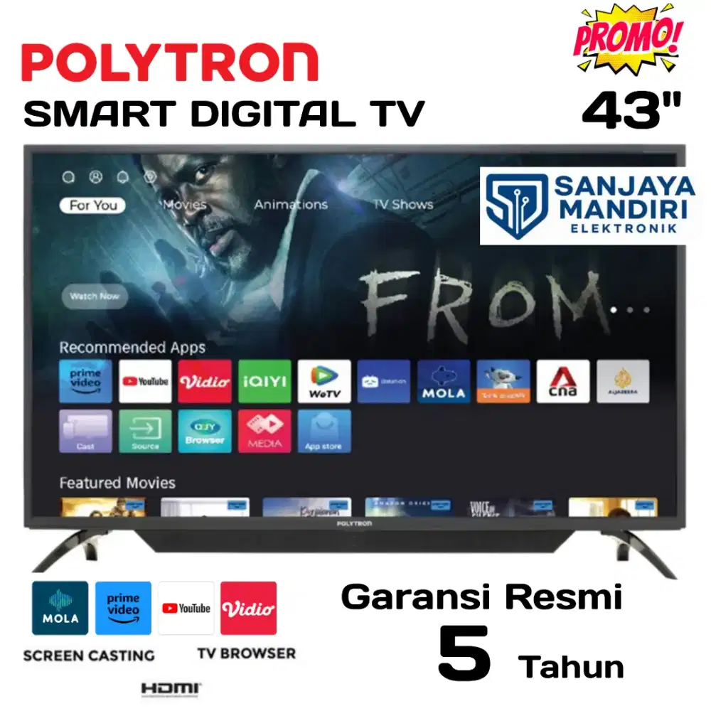 POLYTRON LED SMART DIGITAL TV 43 FHD YOUTUBE Wifi PLD-43CV1569 Mola TV