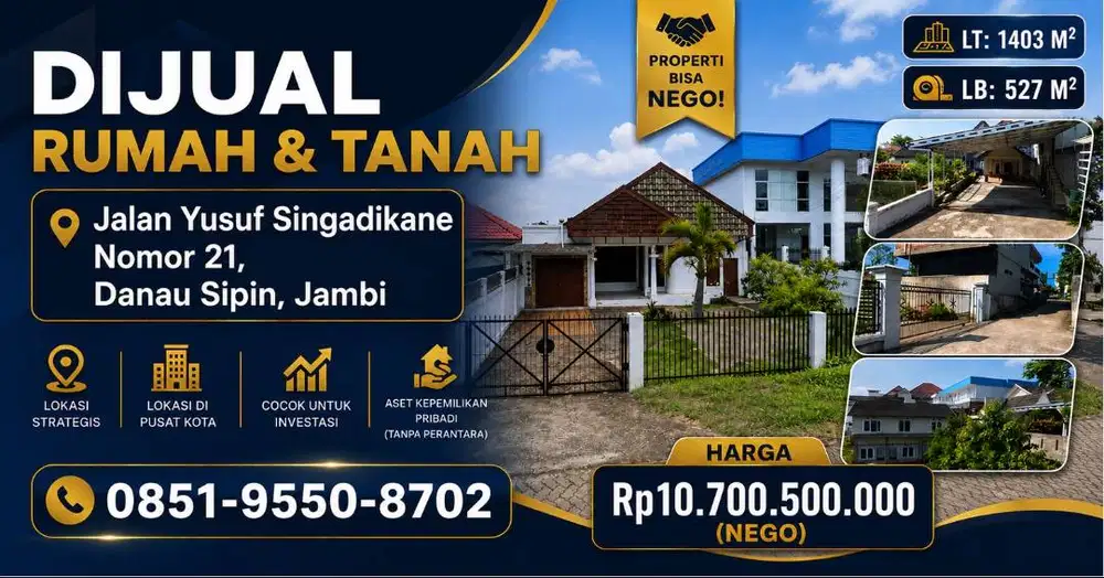 Dijual Cepat Properti di Lokasi Premium Danau Sipin, Kota Jambi -NEGO