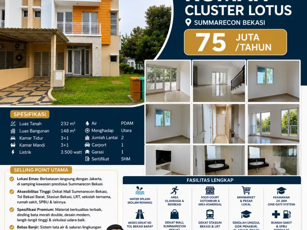 Di Sewakan Rumah di Cluster Lotus Summarecon Bekasi