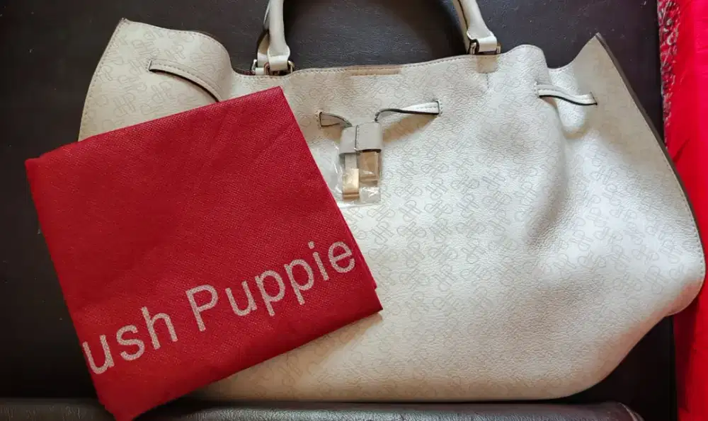 Tas Hush puppies 40x25mm putih motif ori