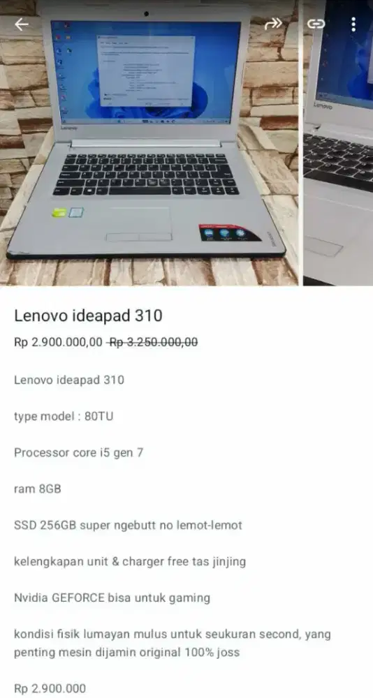 Jual Laptop second