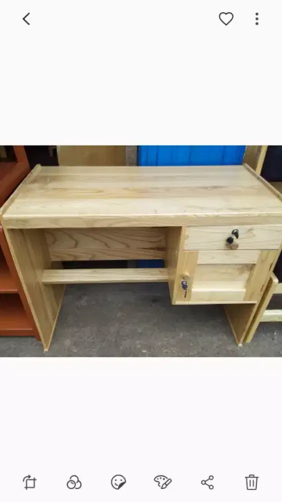 meja kerja kayu sungkai