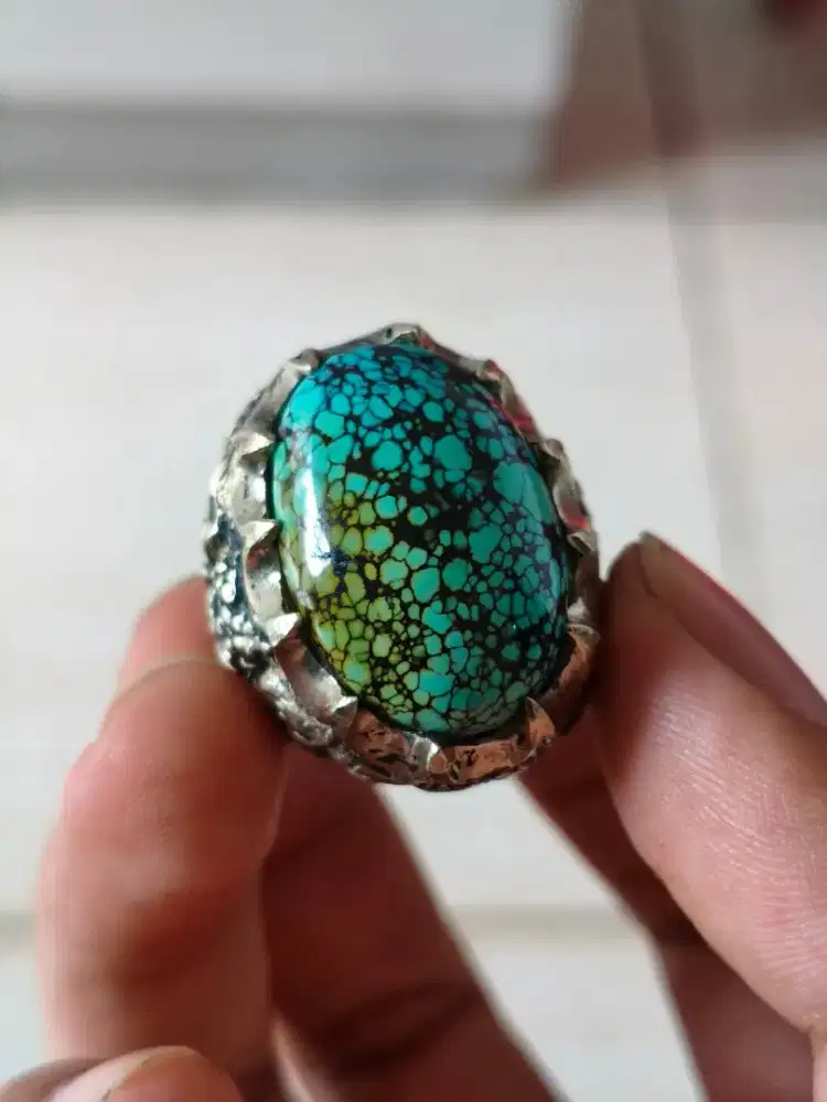 Batu Pirus Hubei Motif Spider Web / Urat Jala