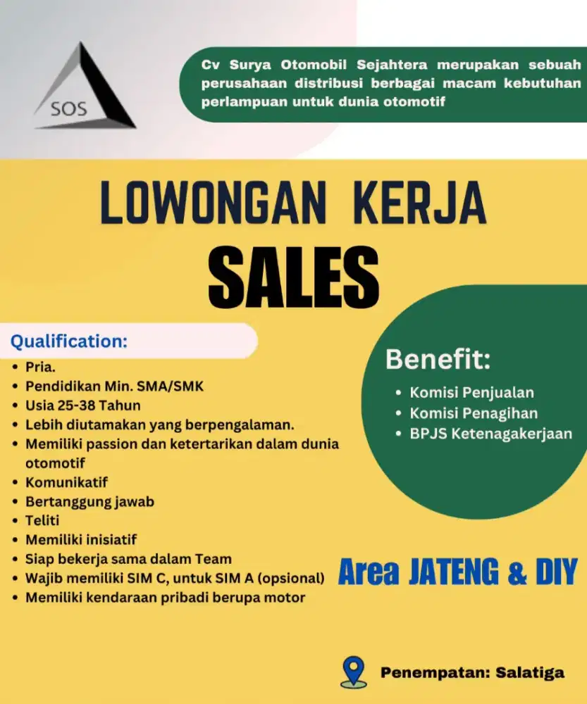 URGENT DIBUTUHKAN SALES